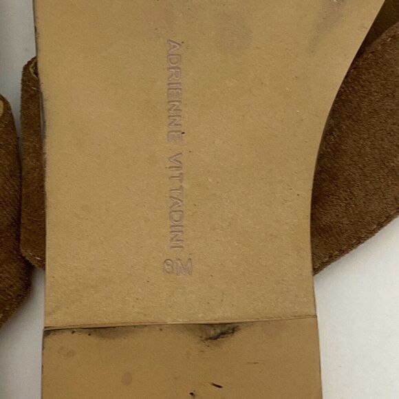 Adrienne Vittadini Women's Brown Embellished Rhinestones Crisscross Sandal Sz 8M - Picture 9 of 10